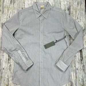 Mens BALDWIN Size Medium NEW Milo White/black striped long sleeve shirt